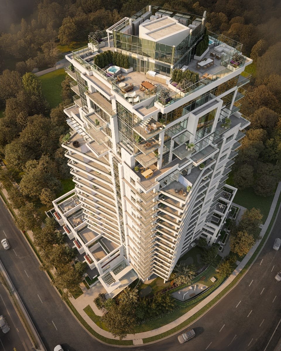 tall white apartment block rendering