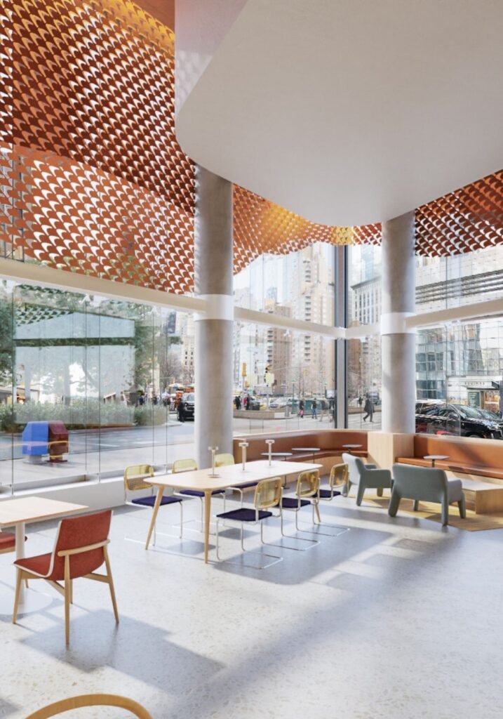 3d interior rendering showing Capital One Cafe at Columbus Square in NYC
