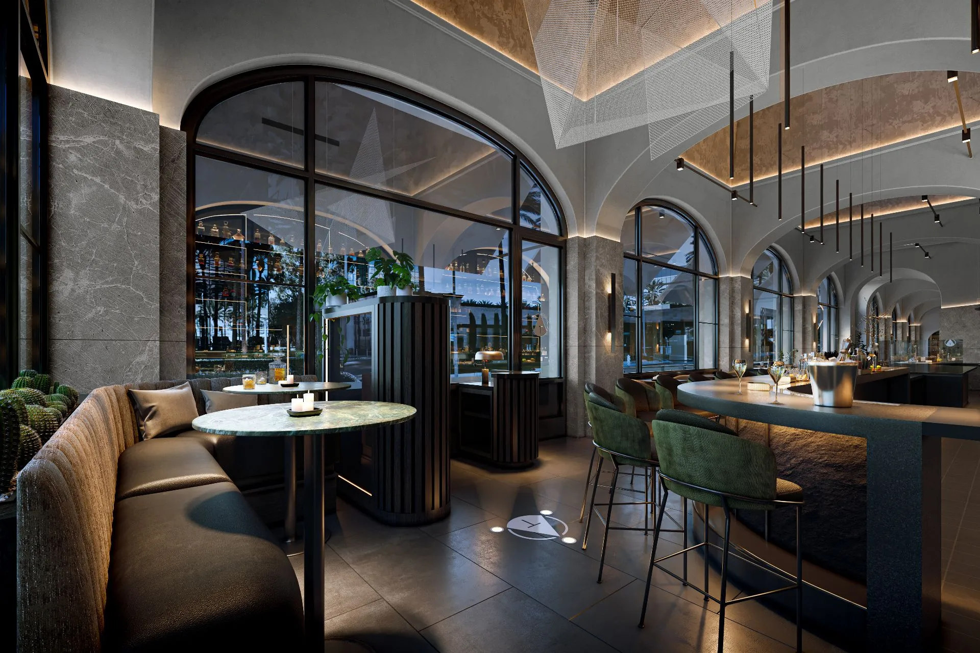Teatro Angelina restaurant, Los Angeles, interior rendering