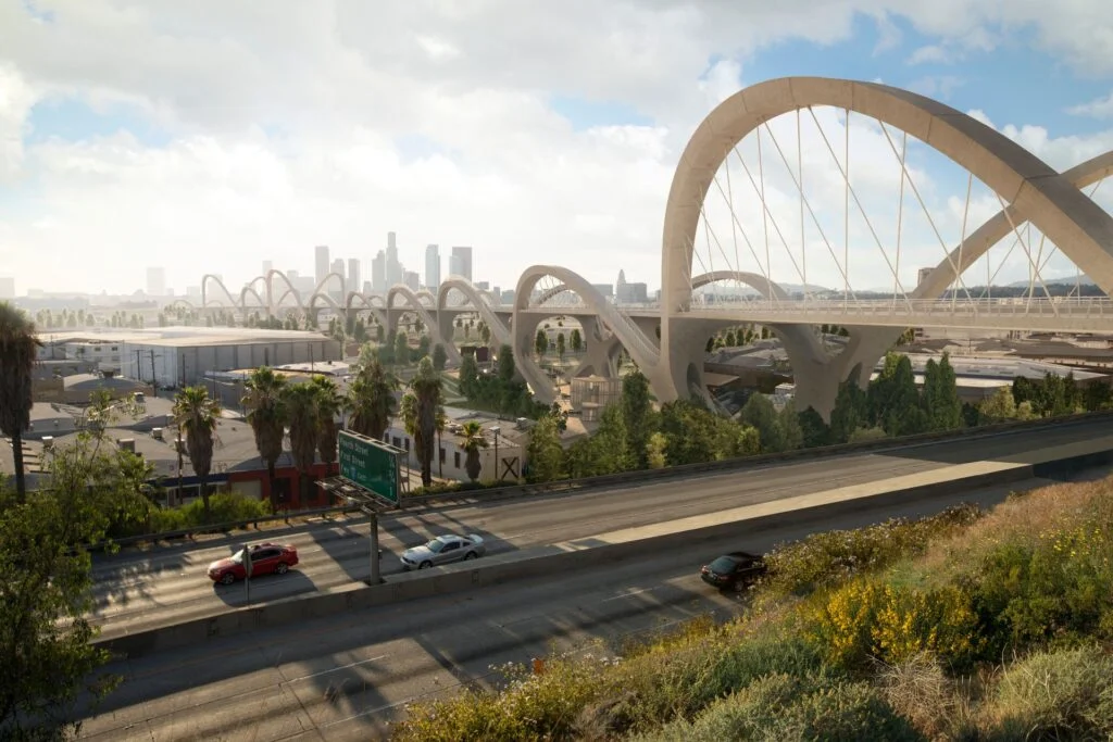 3D exterior rendering of the Sixth Street Viaduct, Los Angeles