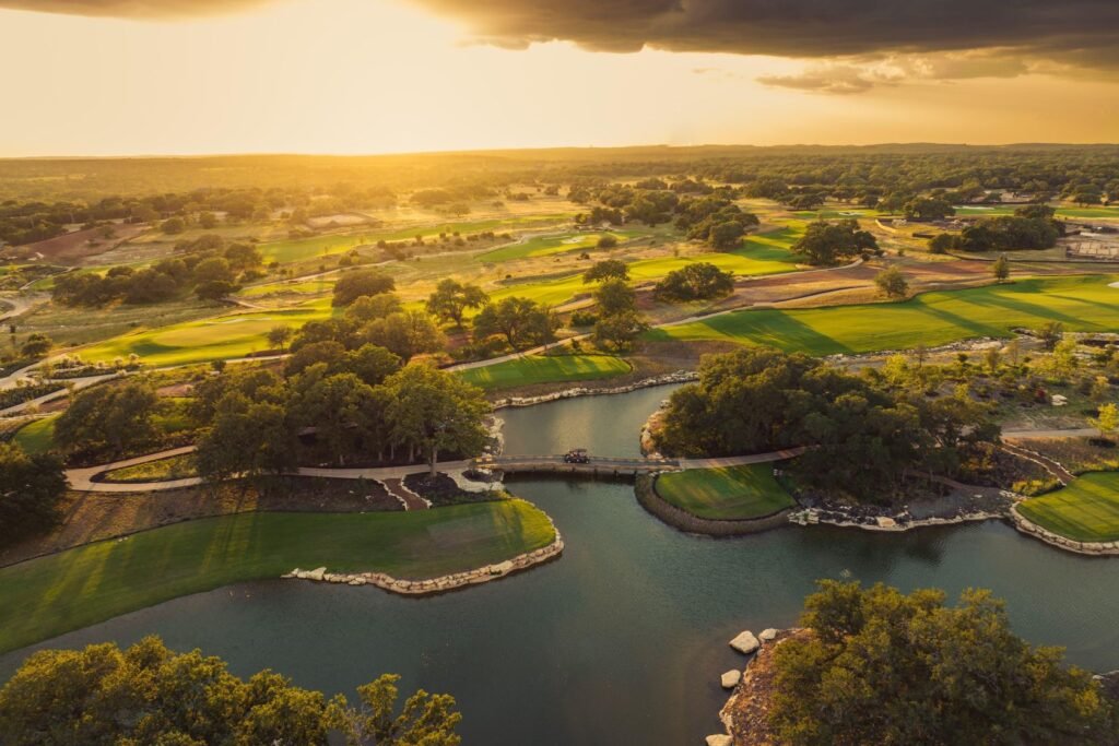 picture showing an aerial view of nature nearby golf and Ranch Driftwood, a luxury neighbourhood in Austin, Texas