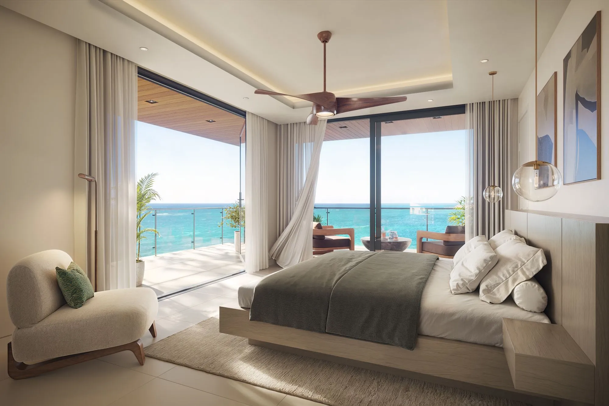 The Elysian interior rendering, master bedroom