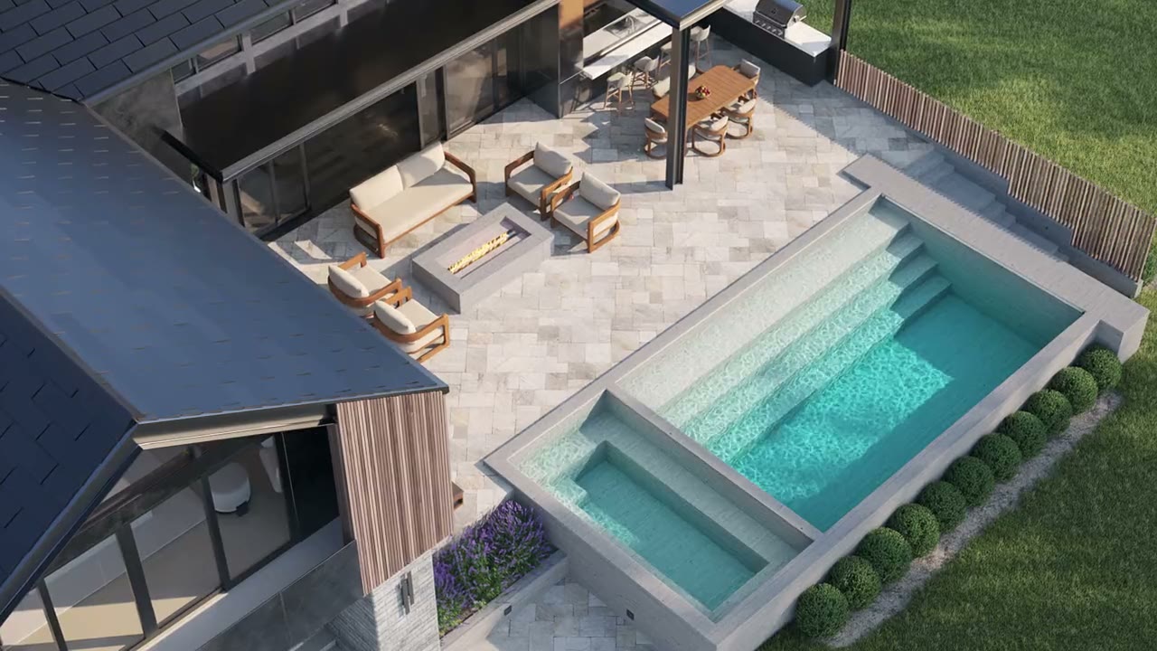 Animation of a luxury mountain estate at Clear Creek Tahoe, Nevada
